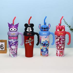 Nouvelle Grande Bouteille Isotherme en Acier Inoxydable 304, Motif Dessin Animé Big Mac Cooling Ice King, avec Poignée et Paille, Isolation Thermique 6-12 Heures - Product Image 3