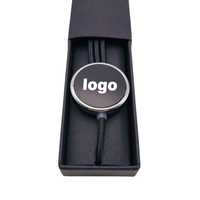 Kabel Pengisi Daya USB Type-C Kepang Nilon 1.2m dengan Logo LED Menyala 3 in 1 untuk Komputer Printer, Hadiah Khusus