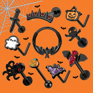 Halloween G23 Titan ASTM F136 Mũi Vòng Nội Bộ Threaded Với CZ Lip Labret Vòng Cơ Thể <span class=keywords><strong>Piercing</strong></span> Đồ Trang Sức - Product Image 1