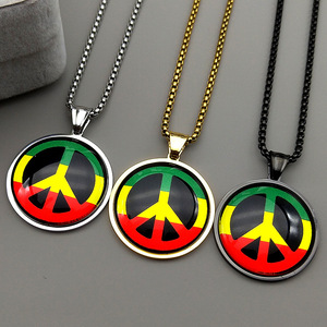 Collar con la Bandera Palestina, Joyería con Gema del Tiempo, Colgante de Palestina Anti-Guerra y Paz, Cadena de Acero Inoxidable para Suéter - Product Image 2