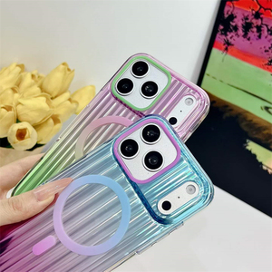 เคสโทรศัพท์แม่เหล็กแบบไล่สีรุ้งลายลูกฟูกสำหรับ iPhone 17 16 15 Pro Max ฝาหลังลายคลื่น IMD - Product Image 4