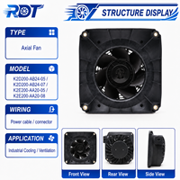 Ventilateur de refroidissement axial industriel d'origine allemande K2D200-AB24-05 400/480V AC 0.1A 90W 2700RPM pour moteur d'engrenage à inverseur