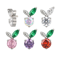 Perhiasan mode G23 anting-anting Titanium cincin hidung wortel dengan bulat CZ pusat berulir Interanlly Top Labert perhiasan tindik