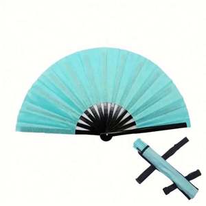 Abanico Plegable Grande con Brillantina para Festivales, Abanico de Mano con Correa para la Pierna y Estuche de Tela - Product Image 5