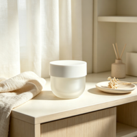 Pot en PET givré de 30 ml avec couvercle blanc mat, pot cosmétique en plastique vide pour crème pour le visage, beurre corporel, emballage de soins de la peau, logo personnalisé