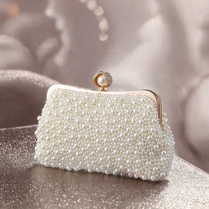 Women Pearl Evening <strong>Bag</strong> Bride Beaded <strong>Clutch</strong> Purse Cream White <strong>for</strong> <strong>Wedding</strong> Party <strong>Ivory</strong> White Pearl Evening <strong>Bag</strong> - Product Image 2