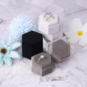 Custom Wholesale Luxury Jewellery Packaging Earring Jewelry Box Velvet Hexagon Wedding Ring Box