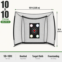 Filet de simulateur de golf 10x10 pieds avec toile de cible, filet d'impact robuste, cadre autoportant, cage de golf d'intérieur