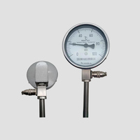 Termometer Dial Industri Bimetalik 0-100 Derajat Celcius 100mm dengan Pemasangan di Bawah