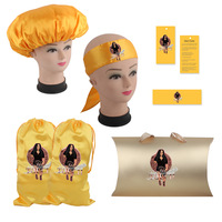 Bonnets en satin personnalisés avec logo, bandeaux en soie, ensembles de sacs pour perruques, boîte en papier pour l'emballage des perruques et des cheveux, bonnets