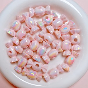 Cuentas de caramelo galvanizadas UV de Color sólido crema acrílica, Agujero recto, cadena de Teléfono de trabajo DIY, Material de cuentas, accesorios de joyería - Product Image 2