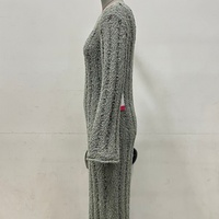Robe longue pour femme Claire avec ruban fantaisie, OEM personnalisé, couleur unie, col rond, manches longues, tricoté