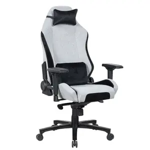 Hungary Racing Style Comfort and Breathable Big Tall High Backrest Computer Office Chairs Light Grey Fabric Big Gaming Chair