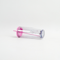 Gobelets isothermes personnalisés à double paroi 24oz, réutilisables, sans BPA, en plastique transparent, tasses à jus froid en acrylique avec couvercle et paille