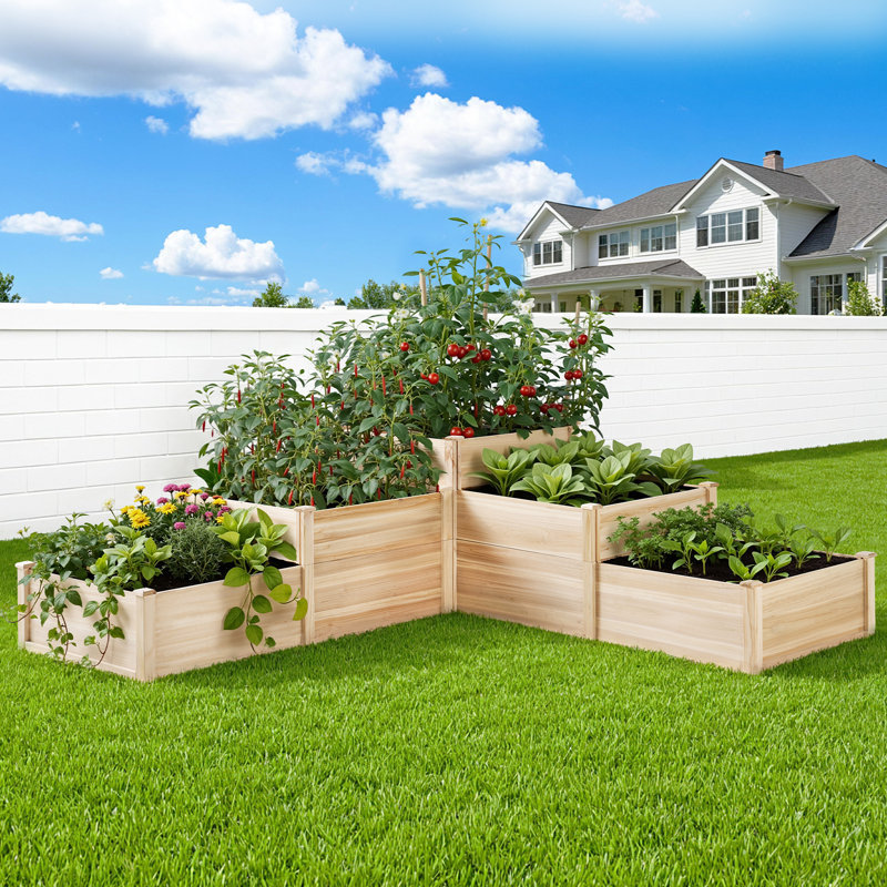 Modern Raised Garden Bed Outdoor 3-Tier Tool-Free Mortise Divided Garden Box Vegetables Herbs Flowers Planter Outdoor Furniture