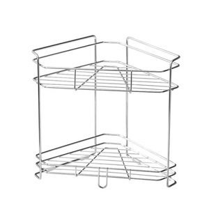 Ripai Stainless Steel <b>Kitchen</b> Spice Rack Double Layer Corner <b>Storage</b> For Seasonings And Toiletries With High Guardrail - Product Image 4