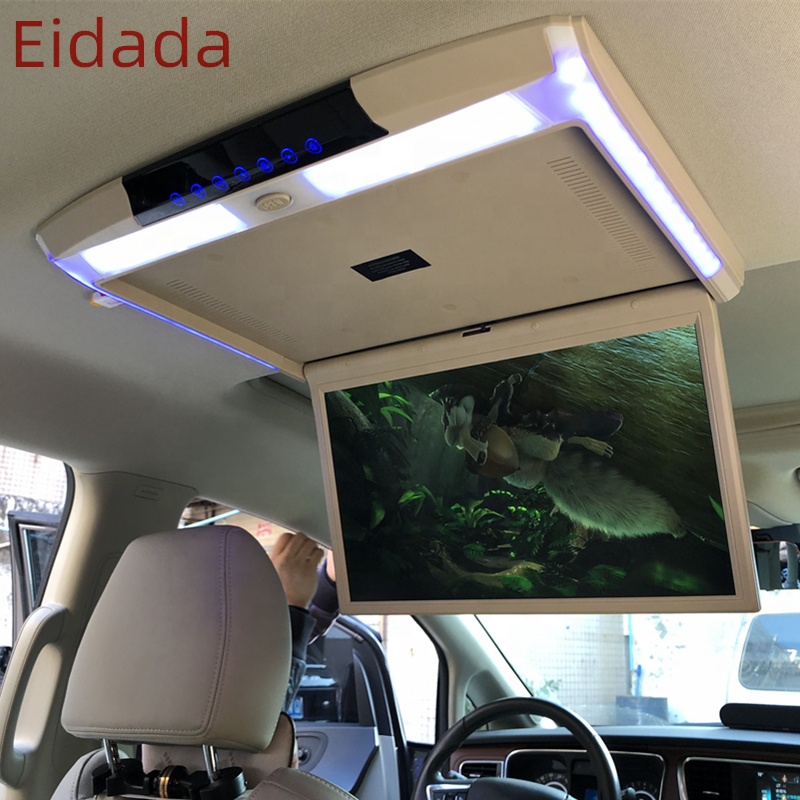 1588MFD 15,6 дюймовый ультратонкий 1080P IPS откидной потолочный ТВ кровельное крепление MP5 Автомобильный сенсорный монитор с пультом дистанционного управления FM