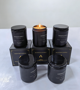 Candela Profumata di Lusso Eco-Friendly in Barattolo Nero, Lavanda e Vaniglia, per Festività, Diwali, Festa del Papà, 40 Ore di Durata, <span class=keywords><strong>Soia</strong></span> Organica - Product Image 3