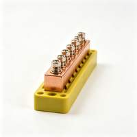 Barre omnibus de mise à la terre en cuivre étamé PE, 10 trous, 150A, 3x25mm, base isolée, bloc de distribution d'alimentation, connexion par boulons, usage industriel