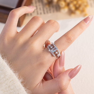 Bague en argent sterling 925 avec pierres précieuses améthyste carrées haut de gamme 4*6mm et topaze naturelle, bijoux vintage pour femmes - Product Image 4