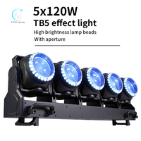 Barre de lumière LED mobile professionnelle pour scène intérieure 5x120W TB5 avec effet de mouvement fluide sur les axes X et Y, 5 têtes
