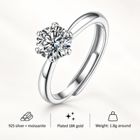 Bague en argent sterling 925 avec moissanite de 1 carat, nouveau modèle, bijoux de luxe, taille réglable, bague de fiançailles pour femmes