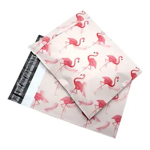 Waterproof and Delicate Quality 10x13 Shipping Bag More Viscous Sticky Explosion-Proof Edge Flamingo Pattern Poly Material