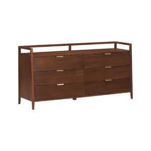 Commode en bois de style Mid-Century Modern avec 6 tiroirs, longue armoire de rangement pour chambre à coucher, salon, meubles de maison - Product Image 3