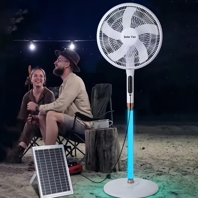 16-Inch Solar Rechargeable 3-Speed 5-Gear Solar Fan with 15000mAh Battery Multi-Adjustment Solar Outdoor Fans