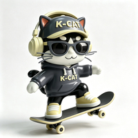 K-CAT Skateboard Cartoon Fiberglass Sculptuur, UV-bestendige coating, OEM ODM, MOQ 1 Set, 1 jaar garantie, zee- & expressverzending naar Nederland