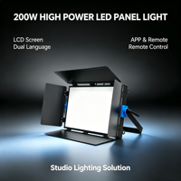 Luz de panel LED plana de estudio de 200W, luz de relleno de alta luminosidad, luz diurna equilibrada, control remoto por aplicación, portátil, voltaje universal, para transmisiones en vivo