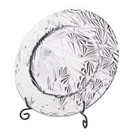 Assiettes de Présentation Modernes en Plastique, Design Unique, Argenté, Motif Floral, Écologiques, Jetables, de Luxe, 33 cm (13 pouces), Vente en Gros