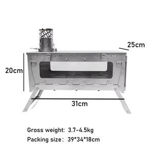 เตาเผาไม้สำหรับตั้งแคมป์กลางแจ้งแบบพกพาสำหรับเดินป่าอุปกรณ์ทำอาหารเชื้อเพลิงเข้ากันได้กับถ่าน - Product Image 6