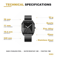 Bestseller SKMEI 9393 Sechseckige Quarz-Armbanduhr 30M Wasserdicht Zinklegierung Gehäuse Edelstahlband Luxus Herren Dress-Uhr