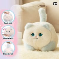 Gatto Elettrizzato con Occhi Lampeggianti, Gattino che Lampeggia e Emette Suoni, Coda Oscillante, Bambola di Peluche per Bambini