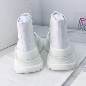 รองเท้าผ้าใบหุ้มข้อสูงคุณภาพเยี่ยมสำหรับผู้ชายและผู้หญิง หนังแท้ สไตล์ลำลอง พื้นเรียบ เหมาะกับทุกฤดูกาล ทันสมัย - Product Image 4