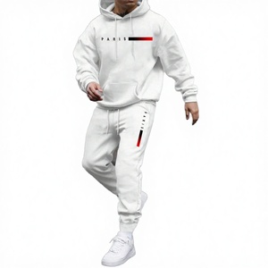 Conjunto Deportivo de Dos Piezas para Hombre y Mujer, Primavera, Estampado con Letras, Informal, con Capucha, Tejido de Punto, 100% Poliéster, Cómodo, Largo - Product Image 3