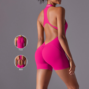 6660 Scrunch Butt Lift One Piece Zipper Yoga Jumpsuit Shorts para WomenSexy Women Gym Bodysuit Pilates FitnessJumpsuit - Product Image 4
