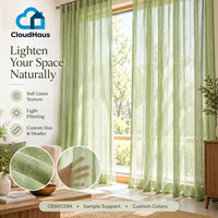 Voilages en Faux Lin Vert Sauge Effet Lin Frais pour Diffusion de la Lumière du Soleil, Idéaux pour le Traitement des Fenêtres de Salon et la Décoration Intérieure