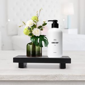 Small <strong>Black</strong> <strong>Wooden</strong> Pedestal Stand for Dish Soap Dispenser Sink Tray Storage Rack <strong>Accessory</strong> for Bathroom <strong>Kitchen</strong> Counter Tool - Product Image 2