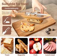 Planche à découper en bois BH avec trancheur à pain, comprenant 2 lames en acier inoxydable et un couteau amovible