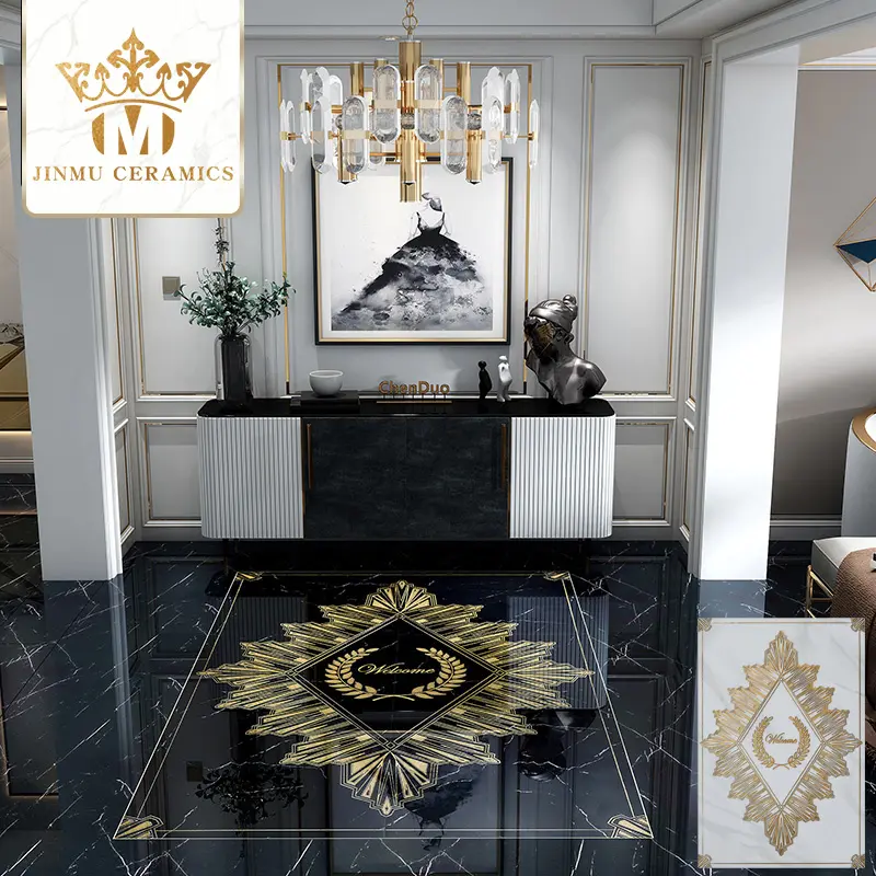Lusso MOQ 1 set benvenuto pavimento in oro nero gres porcellanato piastrelle oro bianco portico sfondo muro tappeto piastrelle tappeti in ceramica