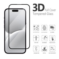 Protection d'écran en verre trempé 3D Vmax HD pleine couverture dureté 9H pour iPhone 17 16 15 14 13 12 18 Pro Max