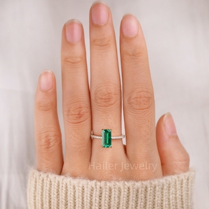 Hailer-joyas de piedras preciosas vintage para mujer, joyería para mujer, diseños de anillo de piedra única, anillo de corte esmeralda de plata - Product Image 2