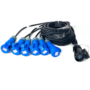Led Stage Light Power Cord 19 Pin 6 Way <b>Splitter</b> <b>Cable</b> IP65 Industrial Plug AC 220V ABS Material - Product Image 1