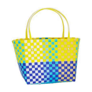 Bolso tote de mano tejido a mano estilo bohemio, de PP, con diseño a cuadros de colores, para playa, vacaciones, para mujer - Product Image 3
