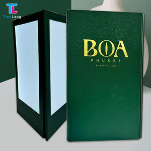 TIANLANG ที่มีคุณภาพสูง PU หนัง PU เมนูแทรกสองหน้าดูอาหารจอแสดงผลไฟ LED เมนูร้านอาหาร - Product Image 4