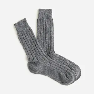 Men's 100% Good Cashmere High Quality Thickened Solid-Colored Ribbed Knitted Socks
