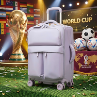 Valise souple légère à roulettes, bagage cabine en nylon avec compartiment pour ordinateur portable, sac de voyage durable à roulettes pour les séjours de nuit