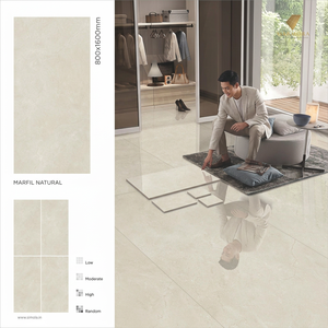 Azulejo de porcelana pulido brillante Vistaar Marfil Tan de 80x160cm para cerámica de lujo para salas y baños - Product Image 5